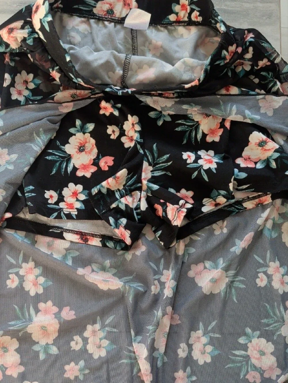 No Boundaries Black High-Low Maxi Floral Skirt with Pink Flowers Built In Shorts